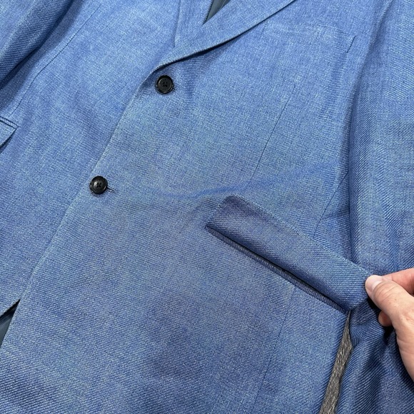Rodd and Gunn Original Fit Sport Coat Mens L Two-Button Casual Jacket Blue Linen - Picture 2 of 16